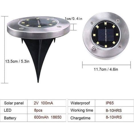 8 LED hagelampe, IP65 (8 varmhvite LED-er) - WELLNGS