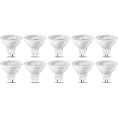 Förpackning med 10 GU5.3 MR16 5W LED-lampor, varmvit, ej dimbar, 220V [Energiklass G]
