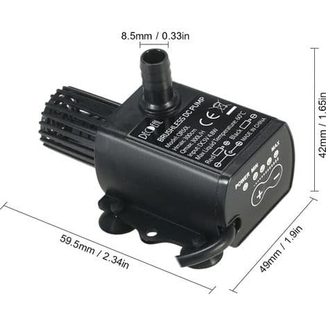 Mini USB DC5V 4.8W 300L/H 300cm Borstlös Lyftvattenpump