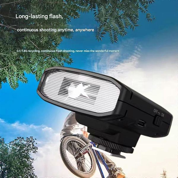 För TR-100 Mini Kamera Blixt Ljus Speedlite Trådlös 5500K Blixtskoadapter