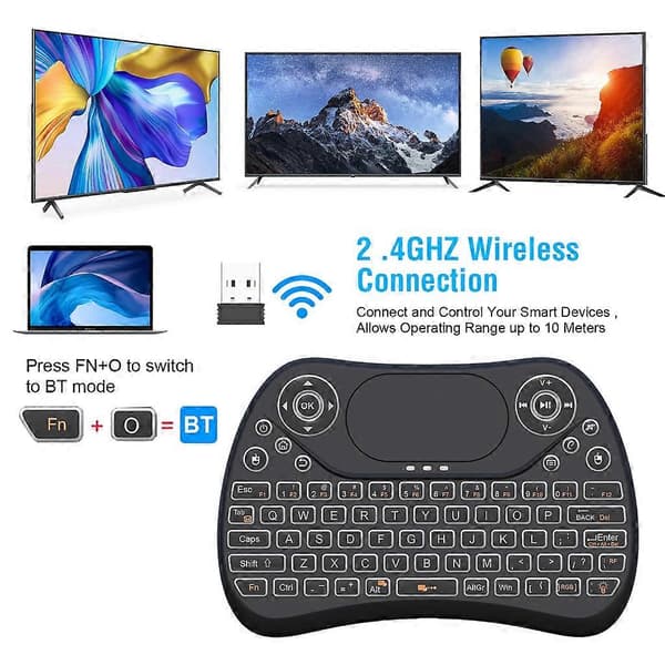 T2 PRO Mini Tastatur Med Touchpad 7 LED Baggrundsbelyst Til Android TV Boks Smart-TV/PC