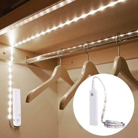 Ersandy – 3m LED underskabslys – Bevægelsessensor – USB genopladelig – 6000K koldt hvidt lys – Dæmpbar