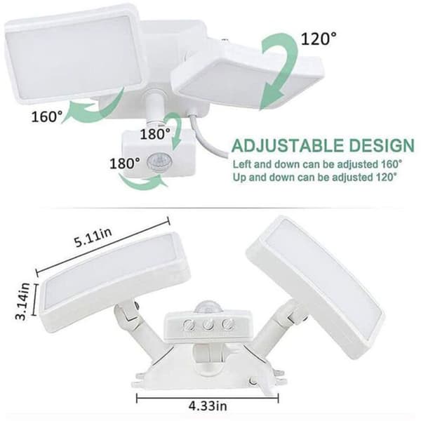 Utendørs LED Flomlys - PZCC - PZCC - Dobbelthode - 10m Bevegelsesdetektor - 18W 6500K