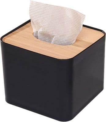 Träservettlåda, fyrkantig servettdispenser, tissuebox, förvaringslåda, 2 delar