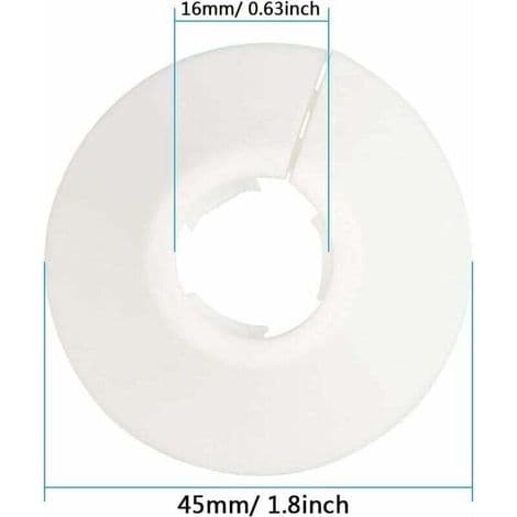 Pakke med 30 hvide plastrørdæksler – Radiatorrørsdækselrosetter – 16 mm diameter til 15 mm rør
