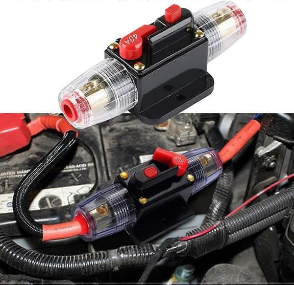 40A Vandtæt Bilafbryder, 12V-24V DC Inline Sikringsholder, Manuel Reset Switch Bil Audio Sikring, Inline Sikringsboks