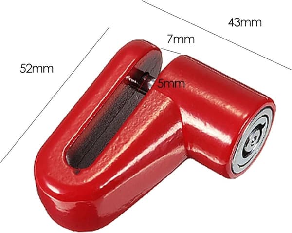 Sort & Rød 120x80x30mm Tyverisikring Stål Skivebremselås til Motorcykler