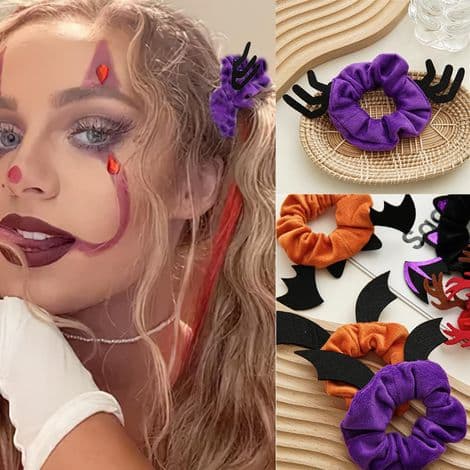 Hårstrikk - Halloween-tema Edderkopp- og Flaggermusdesign - Chiffonstoff med Elastisk Kjerne - For Kvinner og Jenter - 4 Stykker