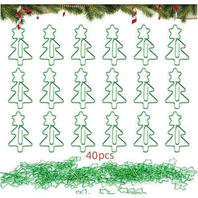 Papirclips - Uspecificeret - Juletræ - Metal - 40 stk. - Grøn