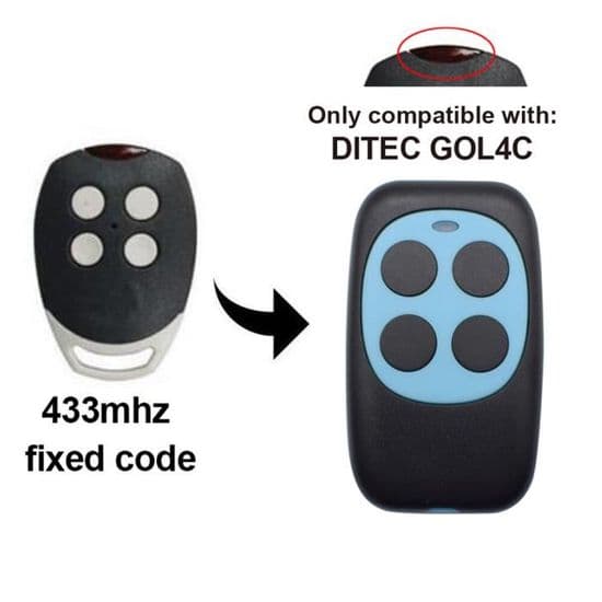 Autotallin kaukosäädin, DIEC BIXLLTBIXLshrimp GOL4 BIXLG4 Rolling Code -portin avaimenperä 433MHz & GOL4C Partners Code - Ditec kiinteä
