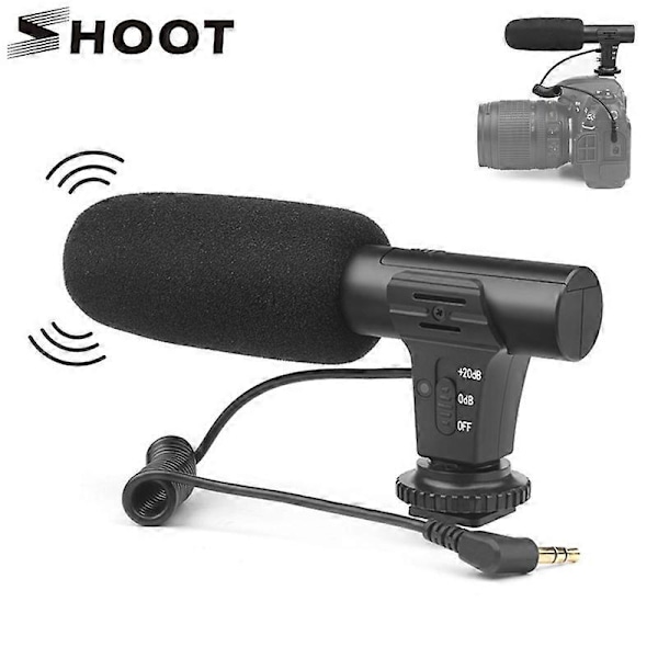 SHOOT Stereokameramikrofon DSLR-kameramikrofon för Nikon Canon Sony Samsung DSLR-kamera för Xiaomi 8 iphone X