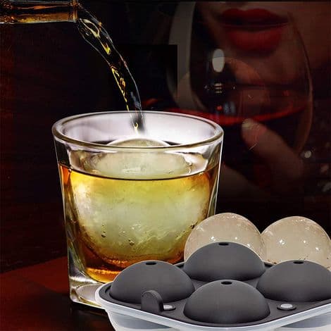 Sfærisk isbitform for whisky (2 stk) i plast og silikon (4 stk) - Svart