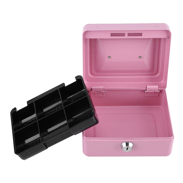 pc Mini Bærbar Pengeskab i Stål med Lås til Kontanter Mønter Sikkerhedsboks Husholdning Pink