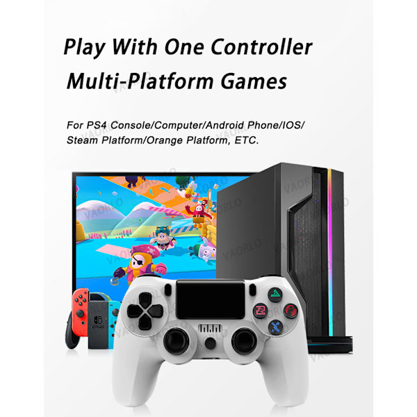 Trådløs controller til PS4/Pro/PS3/Slim/PC/Steam, Bluetooth-controller, joystick, understøtter 6-akser, vibration, berøringsklik
