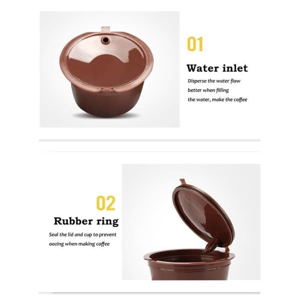 Påfyllningsbara och återanvändbara kaffekapslar för Nescafé Dolce Gusto, förbättrad version, 6-pack - Cremamarrón