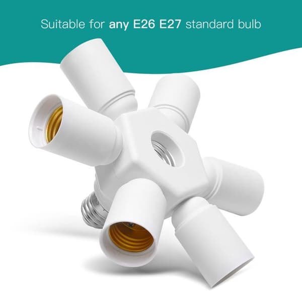 E26 E27 7-i-1 Fatningssplitteradapter til Standard E26 Medium Base Pærer i 1 Lyskilde