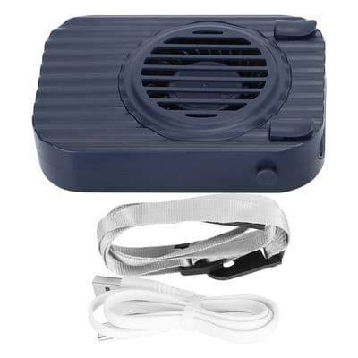 Mini Kreativ USB Bærbar Håndfri Dovne Halsventilator med 3 Hastigheder (Blå)