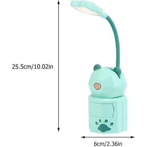 USB tegneserie nattlys, oppladbart LED nattlys, grønn bjørneform, leselys for studenthybler