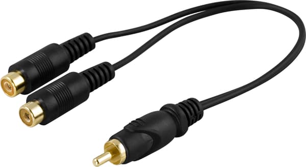 Y-adapter 1xRCA han til 2xRCA hun