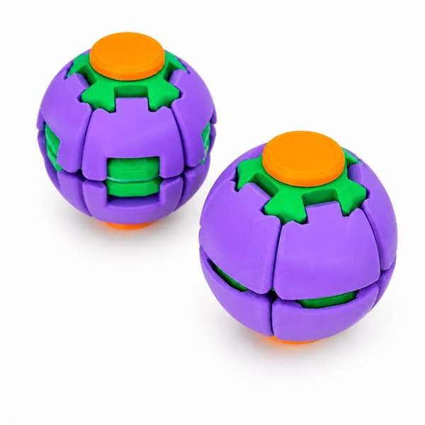 Push-and-Spin Fidget Ball Legetøj / Kontor Stress-Aflastende Spinner – Lilla & Grøn (Sæt med 2)