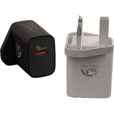Hurtig USB QC3.0 oplader med europæisk stik, adapter og kabel til Android smartphones