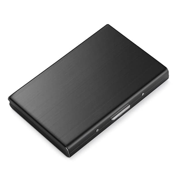 Sort RFID-blokerende kortholder i rustfrit stål (6 kortpladser) – Anti-magnetisk og tyverisikker pung