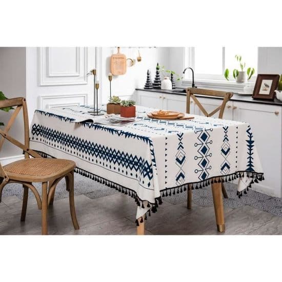 Rektangulær duk - NAYOROOM - 140x200cm - Vanntett - Flekkbestandig - Bomull og lin