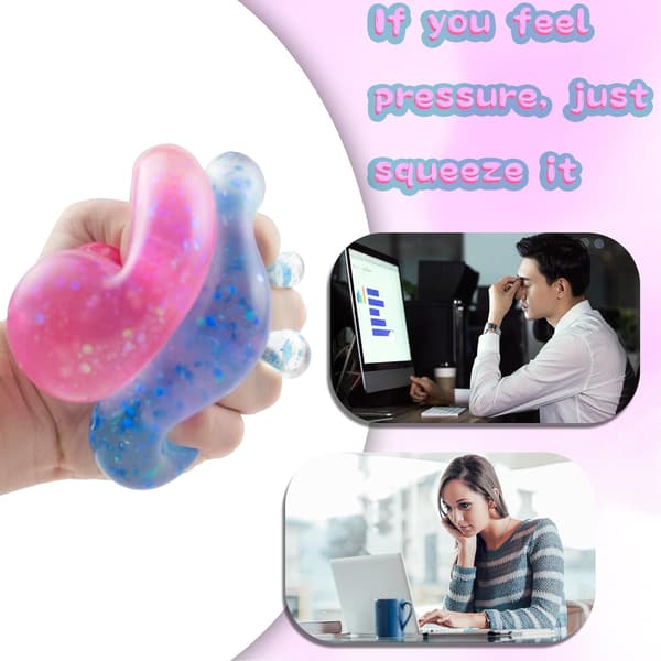 2-pack Dream Squishy Drop Stressbollar för vuxna, Fidget Sensoriska Leksaker för Barn, Autism ADHD Sensoriska Födelsedagspresenter (Blå Rosa)
