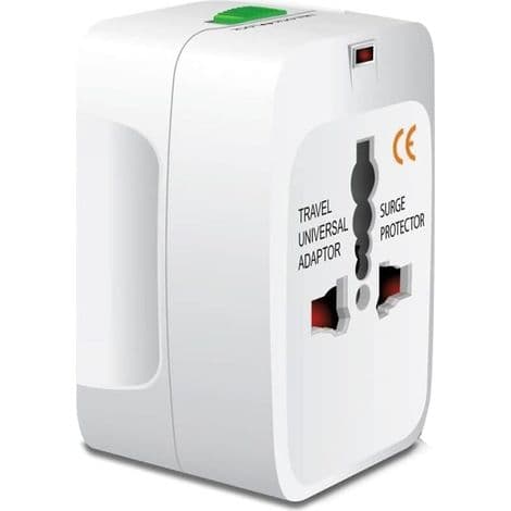Universal Pluggadapter, Internasjonal Adapter for Frankrike, Storbritannia, USA, Canada, Australia og andre land, Multi-Port Tr
