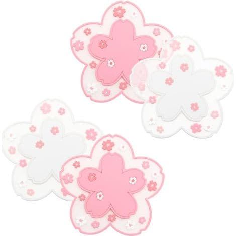 Sakura PVC-underlegg, 10 cm - Sett med 4, sklisikre og vaskbare.