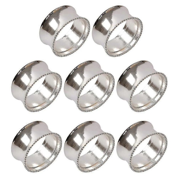 8 stycken servettringar med pärlor i zinklegering, delikat servettspänne (silver)
