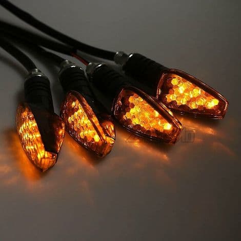 4-delt/sæt universelle motorcykel LED-blinklys, lange og korte indikatorlys, ravfarvede tilbehør