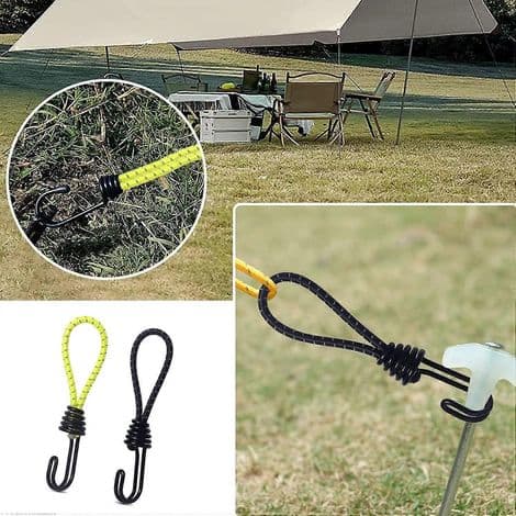 Elastiske bungee-snore, elastiksnor, kraftig elastiksnor med krog, stødsikker metalkrog, elastiksnor til camping, telte, bagage 1