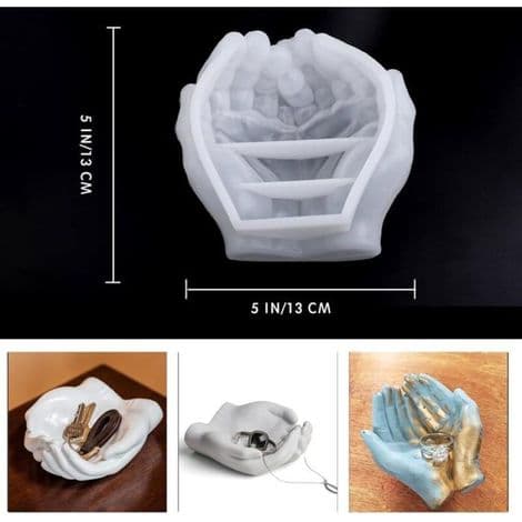 3D Dobbelt Hånd Epoxyharpiks Silikoneform, Ideel til Lysestøbning - ANDET