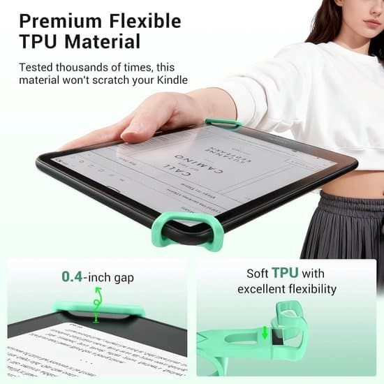 2-pak - Komfortabel håndledsrem - Silikone håndledsremholder - Velegnet til Kindle, e-læser og tablet - Grøn - 19 x 4 x 2,5 cm
