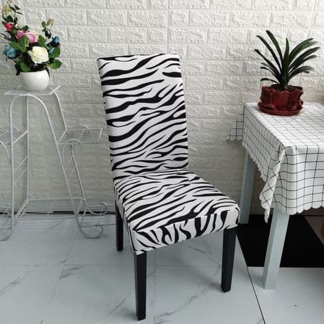 Stolsöverdrag - Elastisk stretch - Zebratryck - För matsal, hotell, restaurang - 4-pack