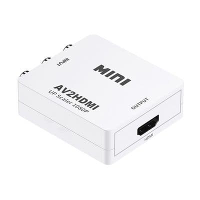 Mini AV RCA CVBS till HDMI Ljud Video Omvandlare Adapter som stöder 720p och 1080p (vit)