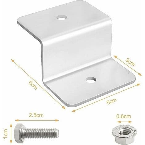 Z-formet solcellepanel, 8-delt aluminium solcellepanel monteringsbrakett egnet for bobiltak, solcellepanelmontering har en Z-formet design (med 16 mutter