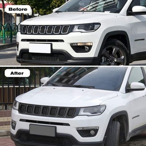 Svart ABS-grill utvendig tilbehør til Jeep Compass MP 2017 2018 2019