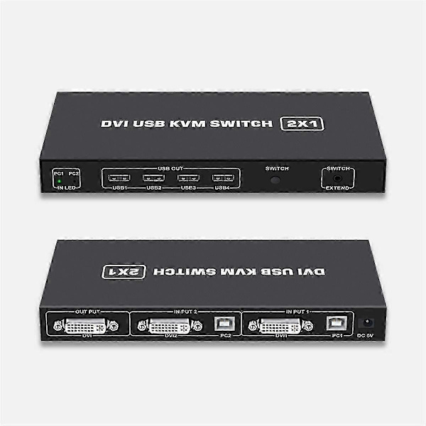 DVI KVM Switch 2-i-1 4K Två Datorer Delad USB Tangentbord Mus Skrivare Skärm Multi-Funktions Switch bs