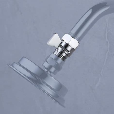 Forkromet messing bruseaflukningsventil - G1/2 vinkelventil med flowregulator, 1 stk. - ULISEM