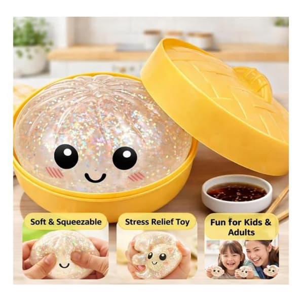Glitter DumplingSquishy Giant Rainbow Mystery DumplingsSquishy, søde bløde Mystery Dumplings Stressbolde, Squeeze Dough