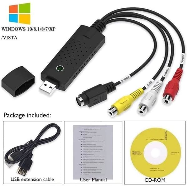 Audio Video Converter - ZGEER - USB 2.0 - 720x480 - RCA/S-video support - Sort