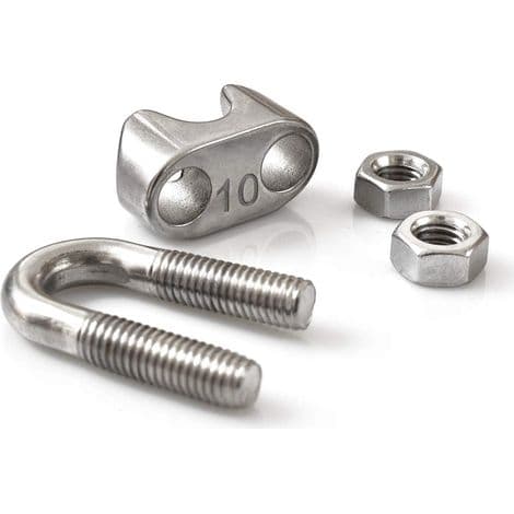 Set med 6 M10 9,5 mm vajerklämmor i 304 rostfritt stål