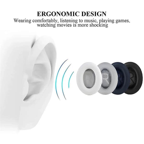 Erstatningsøreputer for QC35 QC35 II Hodetelefoner Reparasjonsdeler Grå