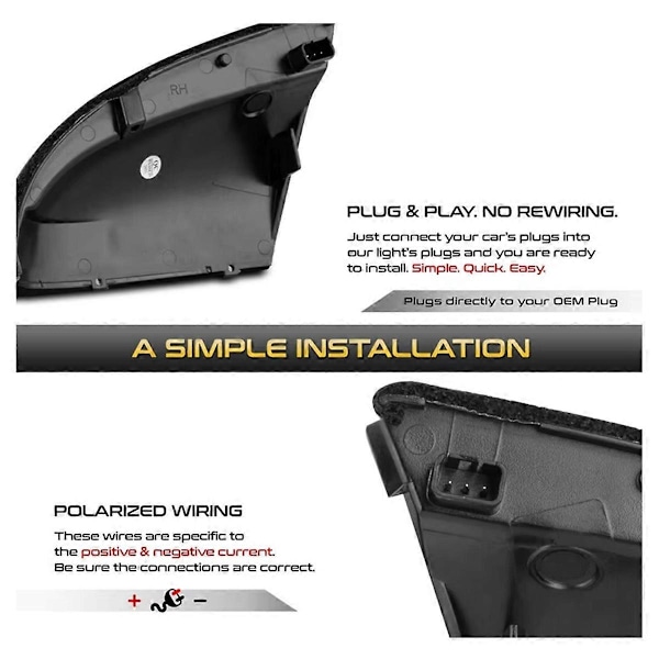 V+H Backspegel Blinkers Ljus Dynamisk Indikator Blinkers Lampa för Ram 1500 2500 3500 2009-