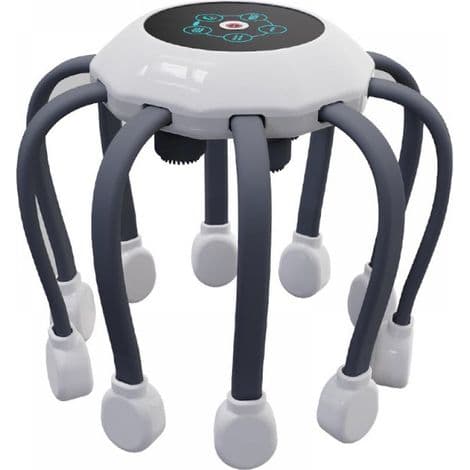 Fuldautomatisk hovedmassager, afslapper hovedet, fremmer lymfedrænage, Bluetooth-forbindelse, deluxe model/vibrationstimer, rødt lys, Bluetoo
