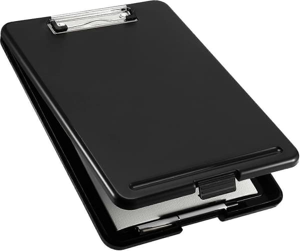 2-pack Svart A4 Plast Clipboard, Slim Clipboard Förvaringslåda, Kompakt Sjukvård