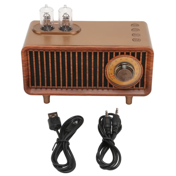Vintage træfarvet retro Bluetooth-højttaler med LED-lys til pc-bærbar computer