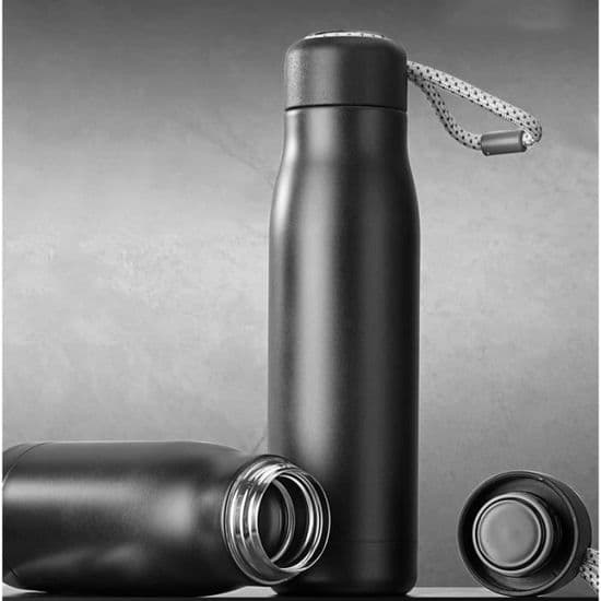 Vandflaske i rustfrit stål - CUNEARY - 550 ml - Bærbar termoflaske - Sort - Unisex